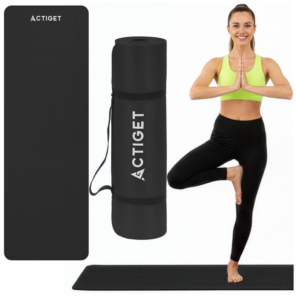 Килимок спортивний Actiget NBR 183 x 61 x 1 cм для йоги та фітнесу ACT0020 Black